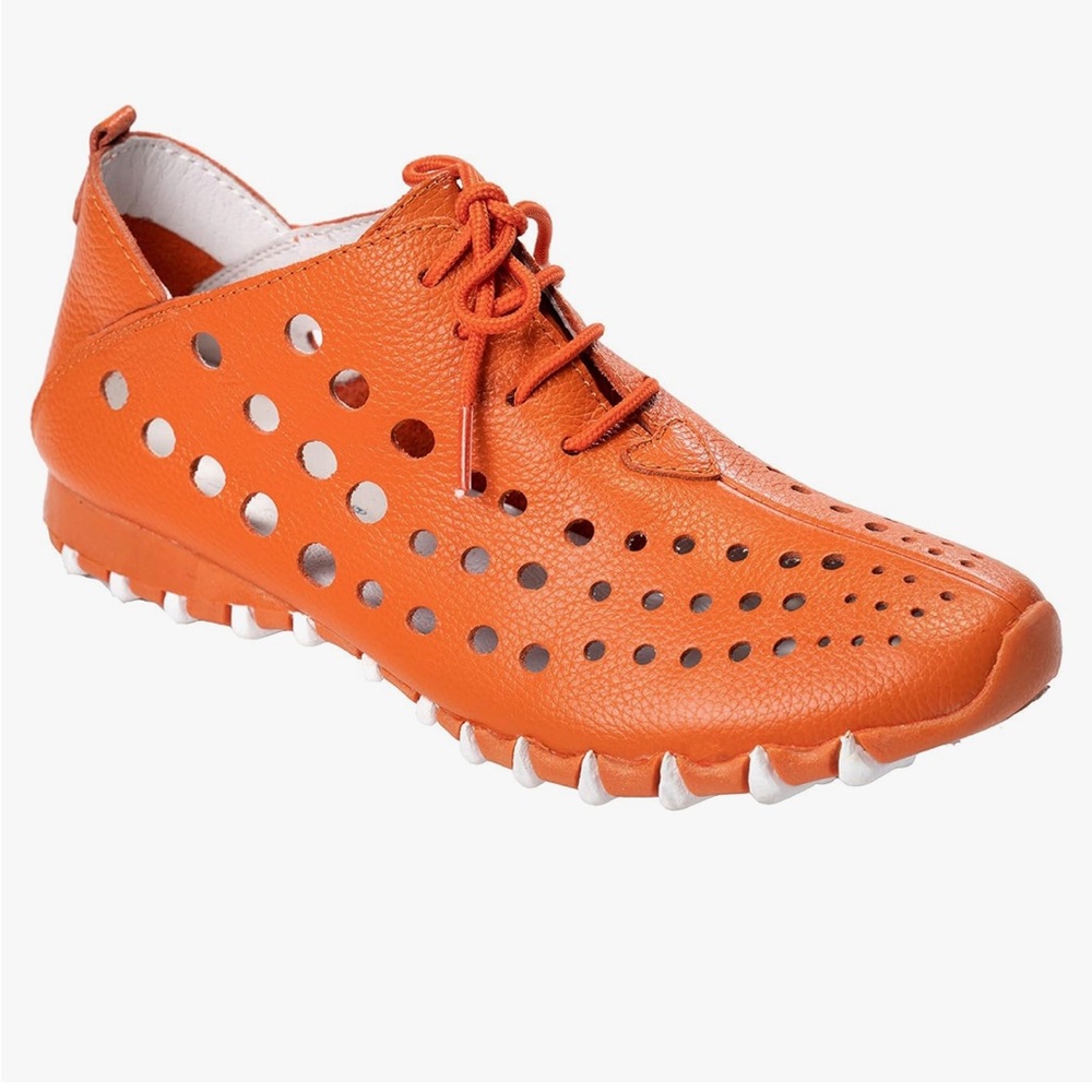 Litfoot leather oxford lace up sneakers orange tennis shoes LF9010